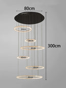 Axyaa Modern Ring Stairs LED Pendant Light Chandeliers for Living Room and Dining Room