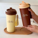 Axyaa Ceramic Thermal Coffee Tumbler with Stainless Steel Straw - Luxury Tea Thermos Bottle