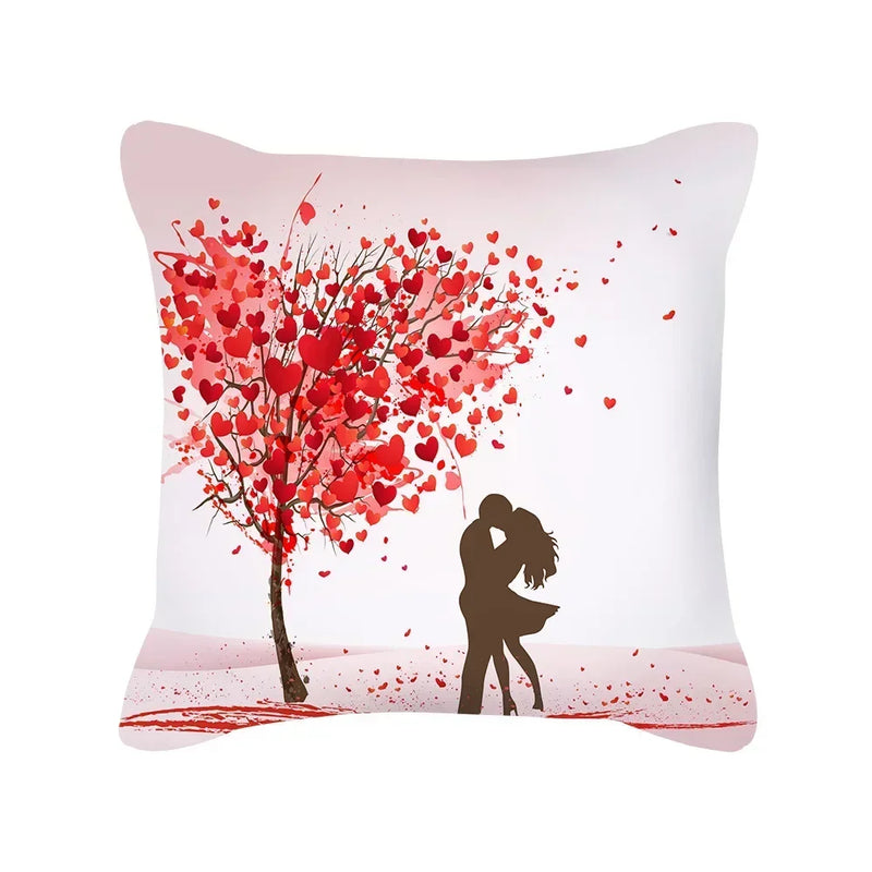 Red Geometric Pillow Case 45x45cm for Sofa, Car, Home Decor - Axyaa