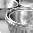 Axya Stainless Steel Drain Basket Strainer Basin for Washing Vegetables, Fruits, and Rice