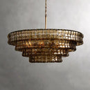 Axyaa Smoke Gray Glass Chandeliers: Classic Round Gold Lustres for Home Ceiling Lighting