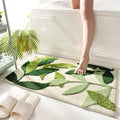 Axyaa Green Leaves Bath Mat - Non-Slip Soft Microfiber Doormat