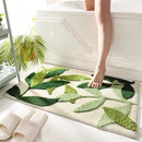 Axyaa Green Leaves Bath Mat - Non-Slip Soft Microfiber Doormat