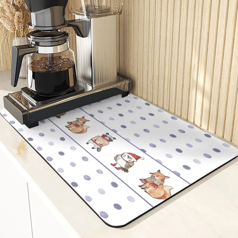 Axyaa Monkey Pattern Diatomaceous Earth Coasters: Stylish Cup Placemats & Coaster Set