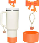 Axyaa Pink Bow Silicone Cup Accessories Set for 30/40 OZ Tumbler