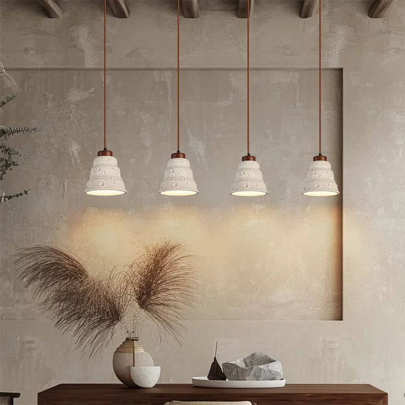 Axyaa LED Pendant Lights Modern Style Cement Wood Hanging Lamp