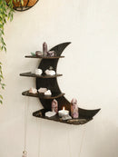 Axyaa Black Moon Wall Shelves 4-tier Floating Shelf Gothic Home Decor Crystal Display Rack