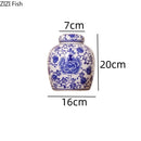 Blue White Porcelain Tea Jar Ceramic Vase Axyaa Storage Organizer Jar