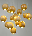 Axyaa LED Wooden Ball Chandelier for Living Room, Hotel, Restaurant, Villa, and Bedroom
