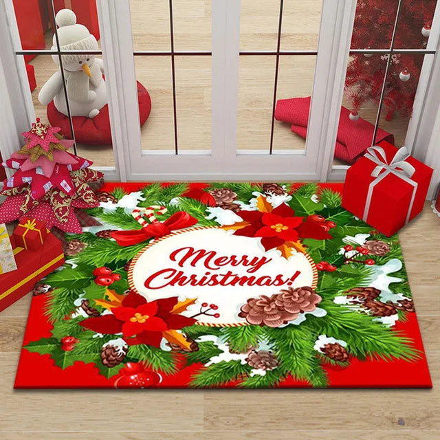 Axyaa Christmas New Year Entrance Door Mat Non-Slip Floor Decor