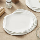 Axyaa White Ceramic Exquisite Special-shaped Shallow Dish for Home and Hospitality