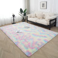 Axyaa Tie-Dye Checkerboard Area Rug for Retro Home Decor