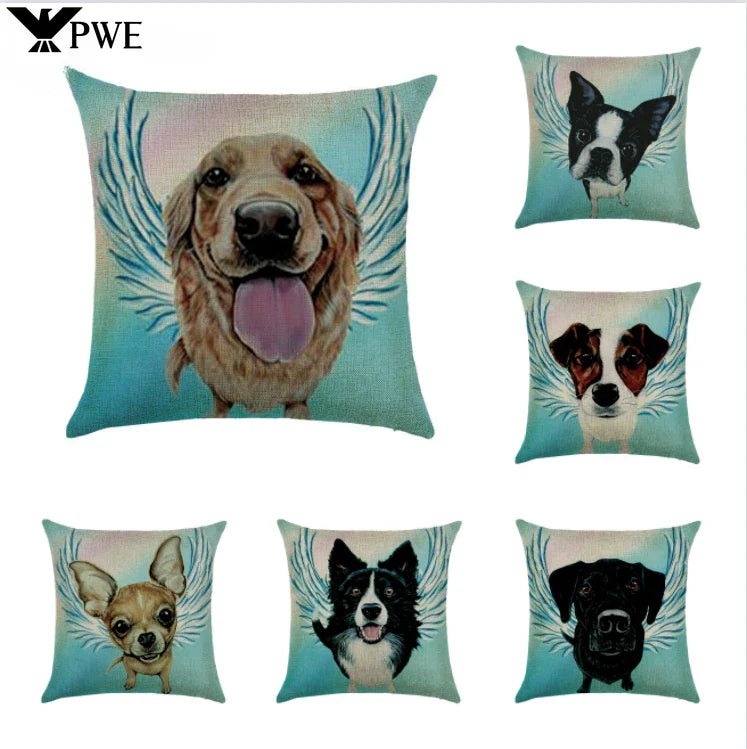 Axyaa Cartoon Dog Linen Pillowcase 45*45cm