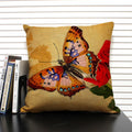 Axyaa Butterfly Linen Cushion Cover - Home Decor Pillowcase for All Seasons