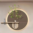 Axyaa Sandstone Vase & Green Plant Luminous Wall Painting with Wall Lamp