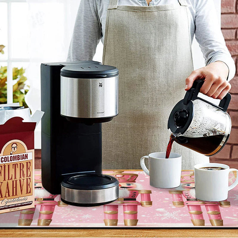 Axyaa Christmas Coffee Tablewear Drain Pad: Absorbent & Anti-Slip Drainer