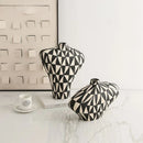 Axyaa Geometric Diamond Ceramic Vase: Handcrafted Home Decor Flower Arrangement Accessory