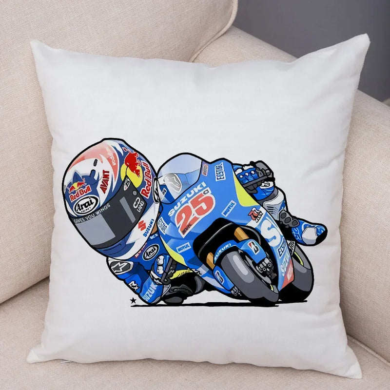Axyaa Cartoon Sport Motorcycle Cushion Cover - Super Soft Plush Pillow Case