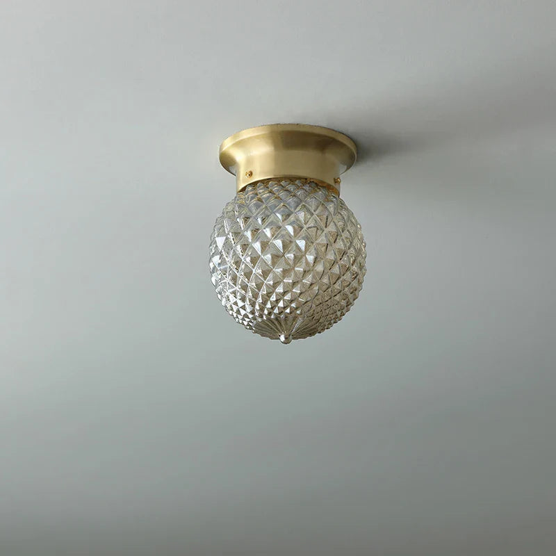 Axyaa Modern Copper Glass Ball Ceiling Lamp, LED Indoor Light Fixture