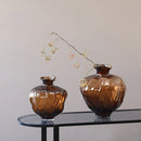 Axyaa Brown Wavy Transparent Glass Vase for Home Decoration & Hydroponics