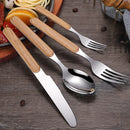 Axyaa Stainless Steel Cutlery Set with Wooden Handle - Western Dinnerware Gift