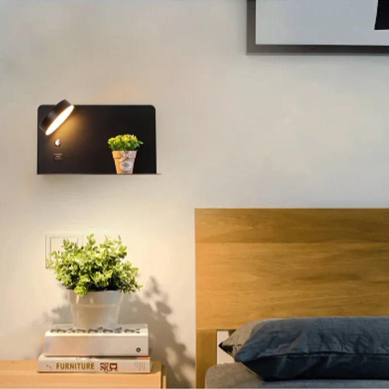 Axyaa Rotatable Button Switch Wall Lamp with USB Charging, Modern Minimalist Design