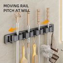 Axyaa Mop Broom Holder Hooks Bathroom Storage Rack Space-saving Hanger Slots Organizers
