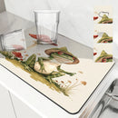 Axyaa Watercolor Frog Mushroom Kitchen Drying Mat