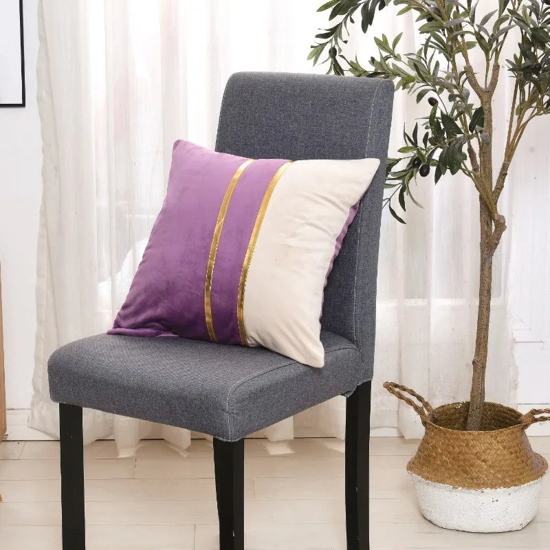 Axyaa Velvet Gold Splice Cushion Cover 45x45cm - Nordic Light Luxury Home Decor Patchwork Pillowcase