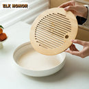 Axyaa White Porcelain Zisha Pot Holder for Tea Tray with Water Storage
