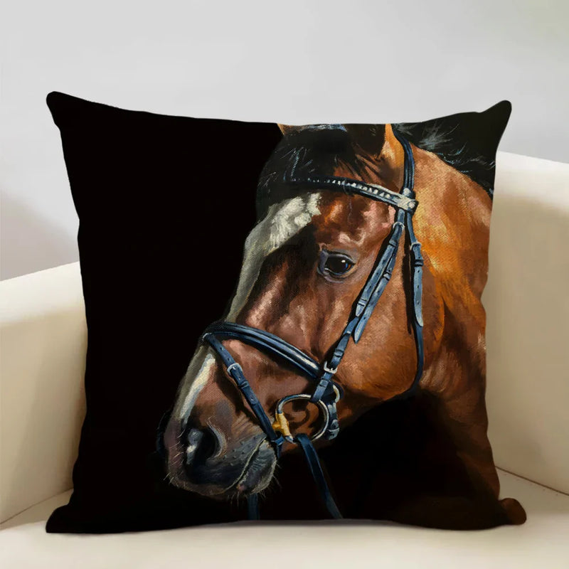 Luxury Axyaa Horse Cushion Cover 45x45cm Linen Pillow Case for Home Decor