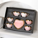 Axya Gold Coffee Cup Set for 6 - High-Grade Porcelain Tea Cup Saucer Dish
