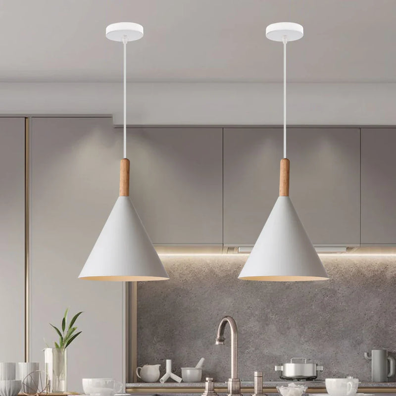 Axya Loft Wood Pendant Light: Modern Nordic Industrial Chandelier for Kitchen Living Room