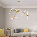 Axyaa Black Golden Herringbone LED Chandelier for Living Room