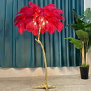 Axyaa Ostrich Feather Nordic Floor Lamp Gold Resin Tripot Luminaire
