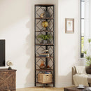 Axyaa 7-Tier Tall Industrial Corner Bookcase for Small Spaces