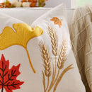 Axyaa Autumn Maple Leaf Embroidered Pillowcase Set
