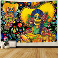 Axyaa Day of the Dead Sugar Skull UV Tapestry Wall Art