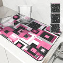 Axyaa Geometric Color Drain Pad: Absorbent & Anti-slip Square Mat for Bathroom and Kitchen