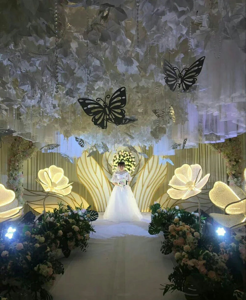 Luminous Flower Lamp LED White Lace Decor for Wedding & Party Events by Axyaa