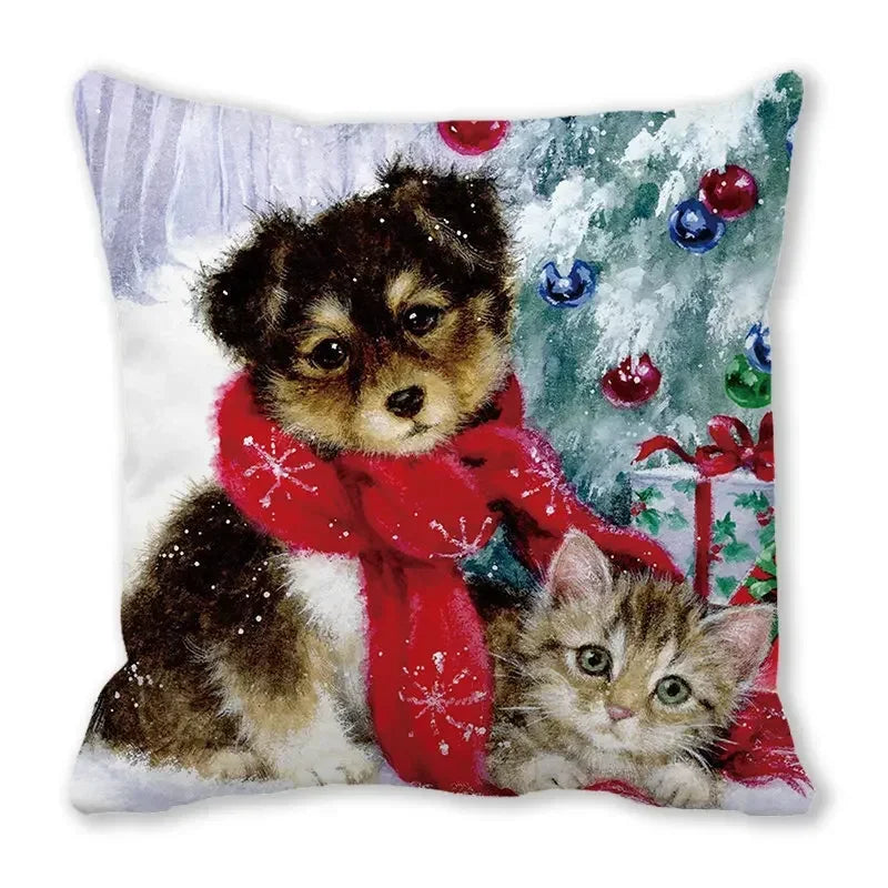 Axyaa Christmas Cat Dog 2023 Pillowcase Snowman Gift Set Decor