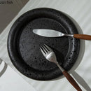 Axyaa Retro Ceramic Dinner Plate Set of 6 – Solid Color Tableware
