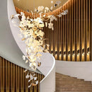 Axyaa Postmodern Gingko Leaf Ceramic Chandelier for Nordic Living Room & Hotel Lobby