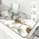 Axyaa Christmas Dish Drying Mat - Heat Resistant Non-slip Kitchen Counter Pad