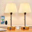 Axyaa Rechargeable LED Table Lamp with USB Ports and Lampshade
