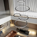 Axyaa Modern Ring Stairs LED Pendant Light Chandeliers for Living Room and Dining Room