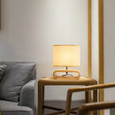 Axyaa Modern Nordic Wooden Table Lamp with Linen Lampshade