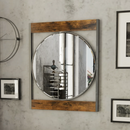 Axyaa Round Wood Metal Frame Mirror for Entryway Hallway Bedroom
