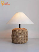 Axyaa Rattan Weave Table Lamp LED E27 Minimalist Zen Art Desk Light