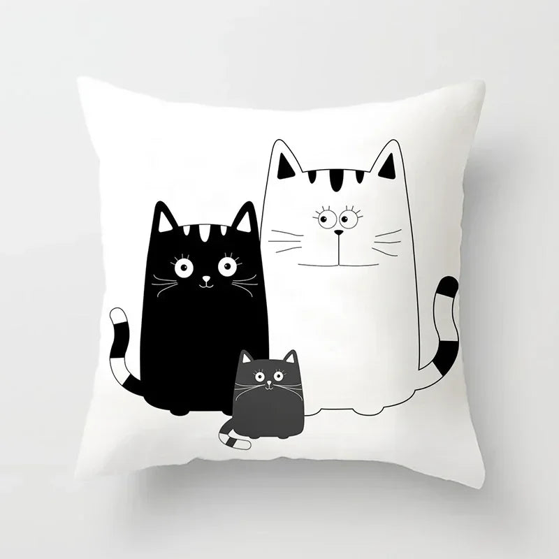 Axyaa Cat Sofa Pillow Cover - Cartoon Style Home Decor Pillowcase